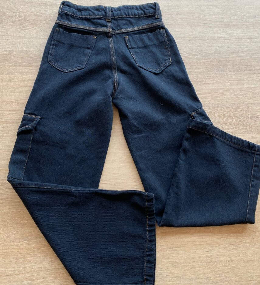 fernandaramoskids com br Calça Cargo Infantil Feminina Jeans Lavagem Escura2