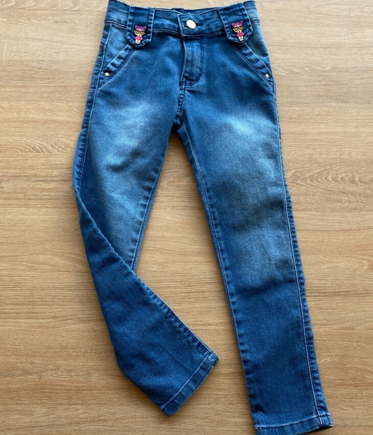 Calça Infantil Feminina Jeans Lavagem Média Fernanda Ramos Kids