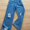 Calça Jeans Juvenil Feminina Wide Leg com Destroyed Fernanda Ramos Kids
