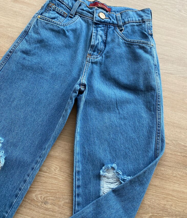 fernandaramoskids com br Calça Jeans Juvenil Feminina Wide Leg com Destroyed2