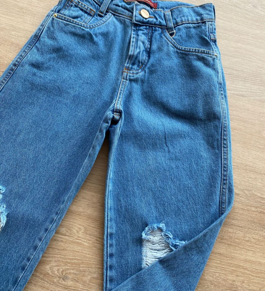 fernandaramoskids com br Calça Jeans Juvenil Feminina Wide Leg com Destroyed2