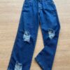 Calça Juvenil Feminina Jeans Wide Leg com Destroyed Fernanda Ramos Kids