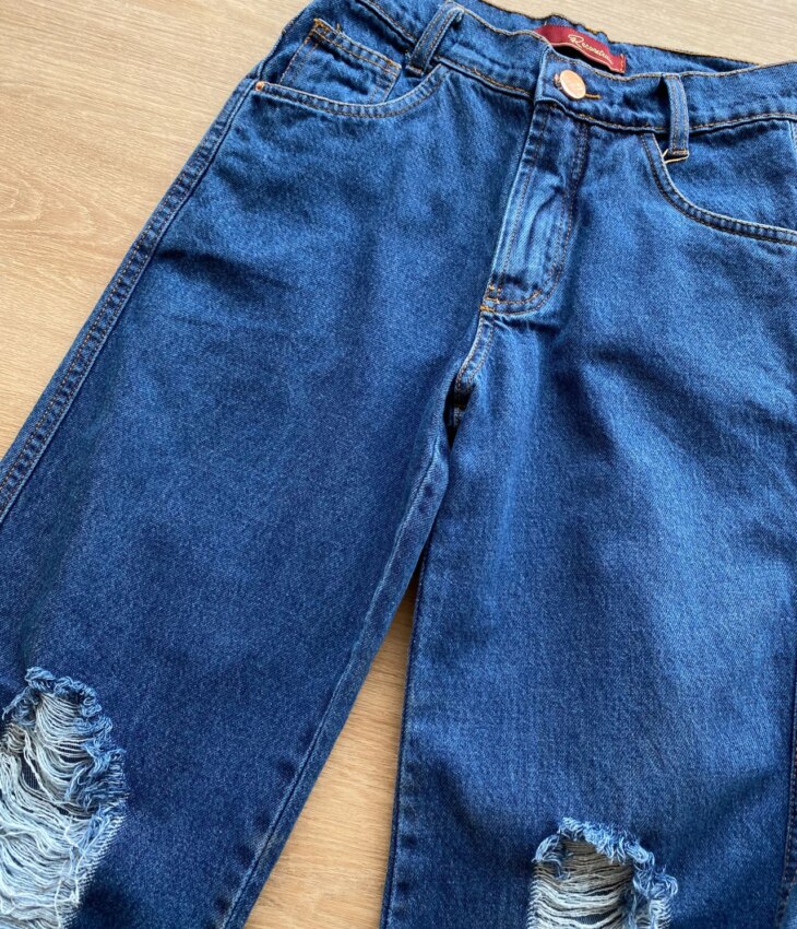 fernandaramoskids com br Calça Juvenil Feminina Jeans Wide Leg com Destroyed2