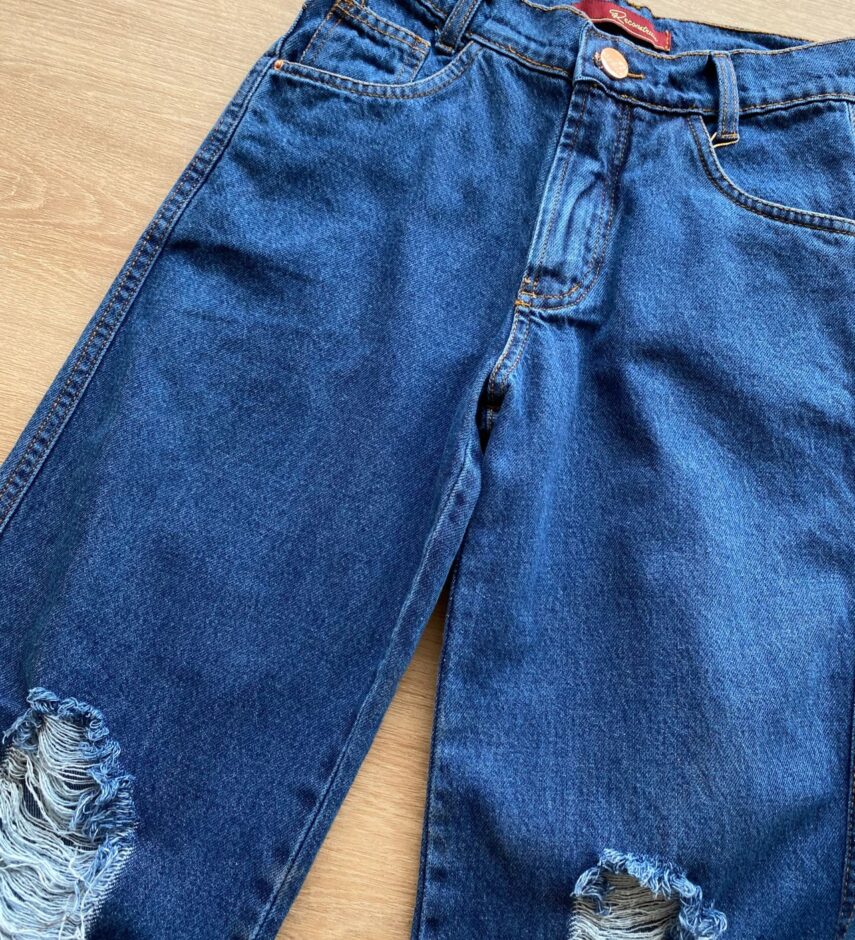 fernandaramoskids com br Calça Juvenil Feminina Jeans Wide Leg com Destroyed2