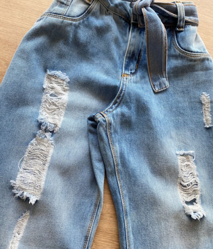 fernandaramoskids com br Calça Juvenil Feminina Wide Leg Jeans com Amarração1