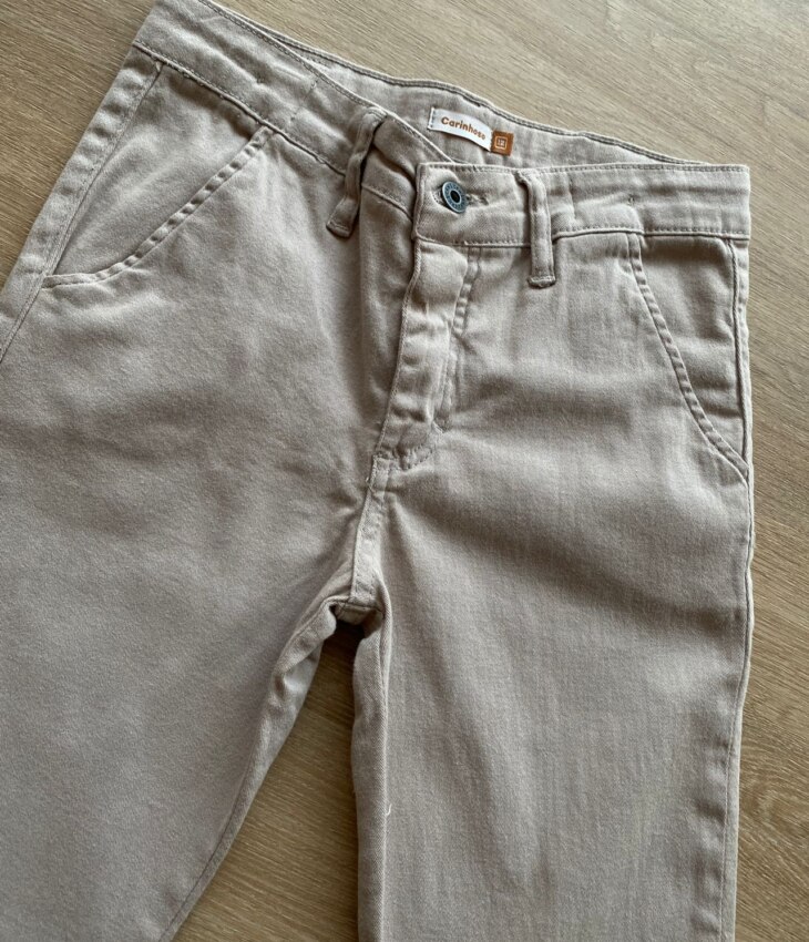 fernandaramoskids com br Calça Masculina Infantil Chino Sarja Bege com Bolsos2
