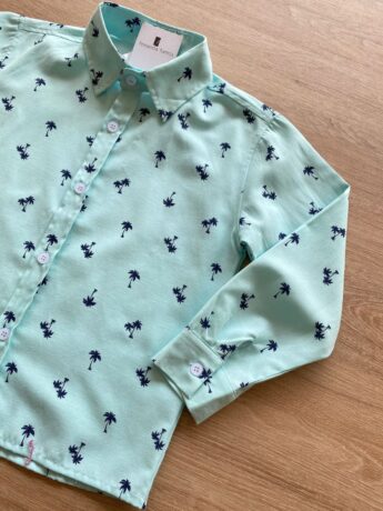 fernandaramoskids com br Camisa Infantil Masculina Manga Longa Estampada Verde Água1