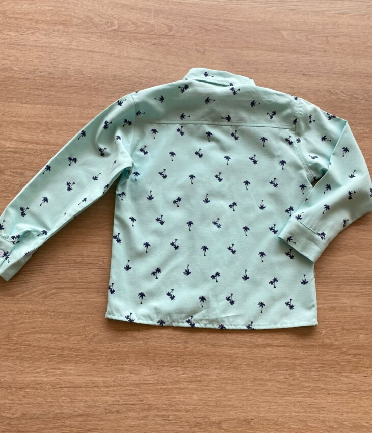 fernandaramoskids com br Camisa Infantil Masculina Manga Longa Estampada Verde Água2