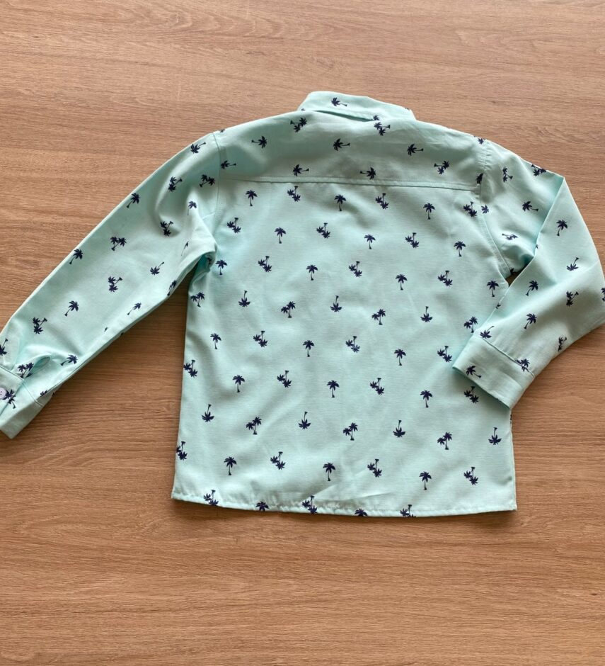 fernandaramoskids com br Camisa Infantil Masculina Manga Longa Estampada Verde Água2