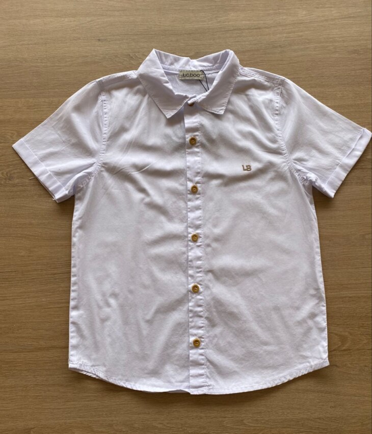 Camisa Masculina Infantil Manga Curta Branca Fernanda Ramos Kids