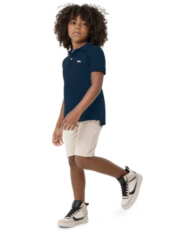Camisa Polo Infantil Masculina Básica Azul Marinho Fernanda Ramos Kids