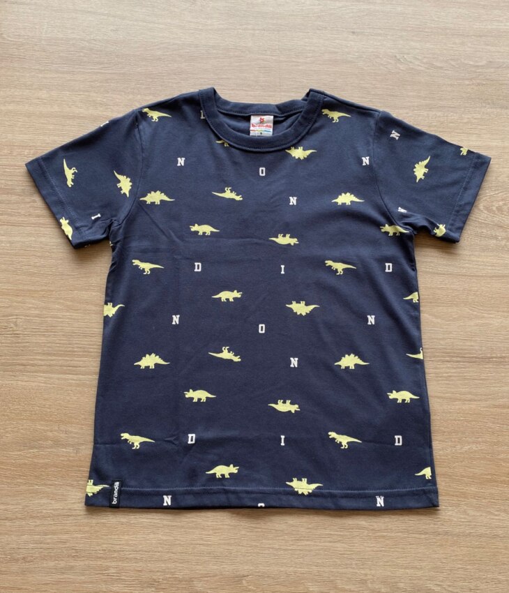 Camiseta Infantil Masculina Cinza Dinossauros Fernanda Ramos Kids