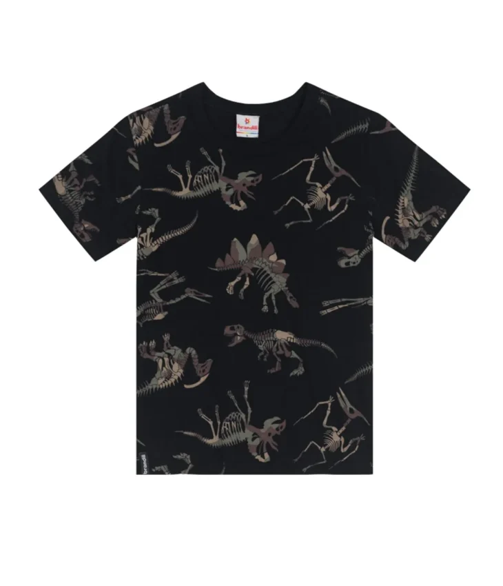 fernandaramoskids com br Camiseta Infantil Masculina Manga Curta Preta Dinossauros1