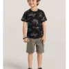 Camiseta Infantil Masculina Manga Curta Preta Dinossauros Fernanda Ramos Kids