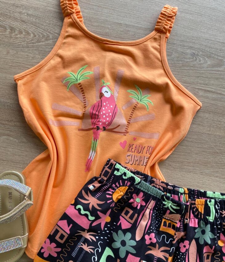 fernandaramoskids com br Conjunto Feminino Infantil Regata Summer e Short Estampado1