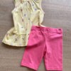 fernandaramoskids com br Conjunto Infantil Feminino Blusa Amarela Frutinhas e Bermuda Rosa2