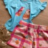 fernandaramoskids com br Conjunto Infantil Feminino Blusa Azul com Pompom e Short Estampado1