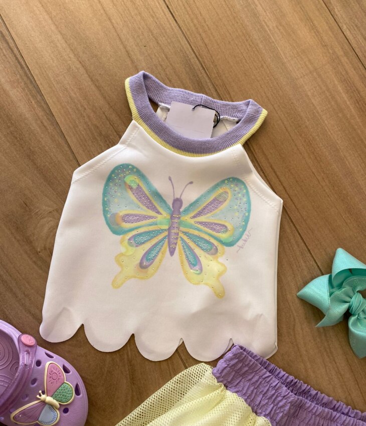 fernandaramoskids com br Conjunto Infantil Feminino Blusa Cropped e Saia Verde Lima1