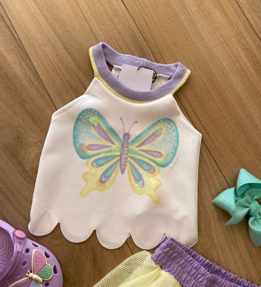 fernandaramoskids com br Conjunto Infantil Feminino Blusa Cropped e Saia Verde Lima1