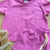 fernandaramoskids com br Conjunto Infantil Feminino Blusa Cropped Manga Curta e Short Lilás1