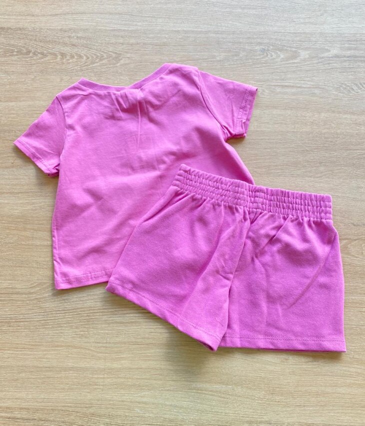 fernandaramoskids com br Conjunto Infantil Feminino Blusa Cropped Manga Curta e Short Lilás2