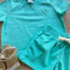 fernandaramoskids com br Conjunto Infantil Feminino Blusa Cropped Manga Curta e Short Verde1