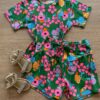 Conjunto Infantil Feminino Blusa e Short em Cotton Estampa Floral Fernanda Ramos Kids