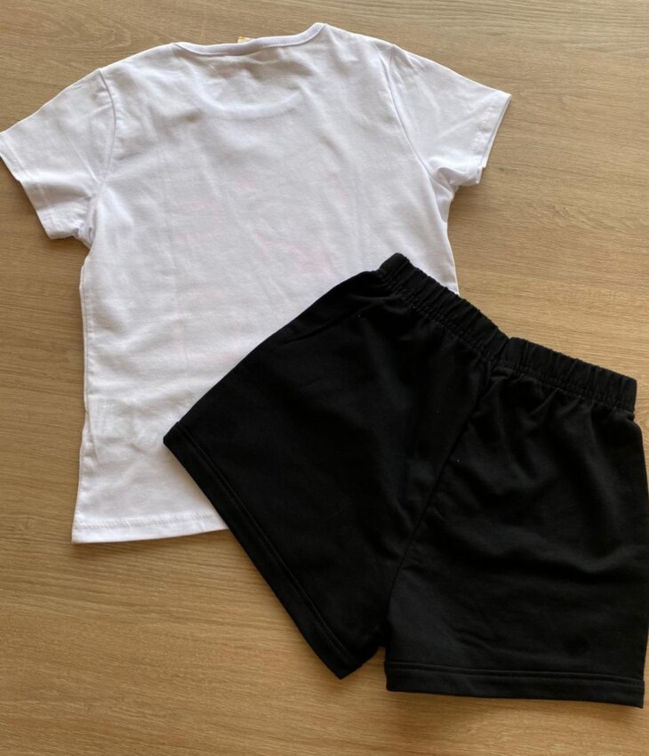 fernandaramoskids com br Conjunto Infantil Feminino Blusa Branca Trend e Short Preto3