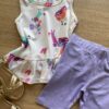 fernandaramoskids com br Conjunto Infantil Feminino Blusa Estampada e Bermuda Lilás1