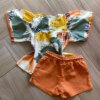 fernandaramoskids com br Conjunto Infantil Feminino Blusa Estampada e Short com Amarração2