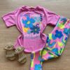 Conjunto Infantil Feminino Blusa Lilás e Calça Legging Estampada Fernanda Ramos Kids