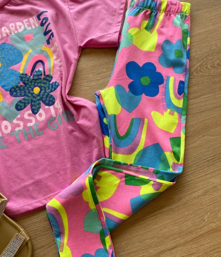 fernandaramoskids com br Conjunto Infantil Feminino Blusa Lilás e Calça Legging Estampada2