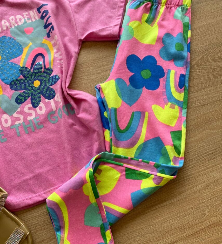 fernandaramoskids com br Conjunto Infantil Feminino Blusa Lilás e Calça Legging Estampada2