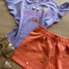 fernandaramoskids com br Conjunto Infantil Feminino Blusa Lilás e Short Salmão Estampado1