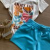 fernandaramoskids com br Conjunto Infantil Feminino Blusa Summer Off White e Bermuda Azul1