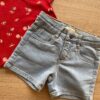fernandaramoskids com br Conjunto Infantil Feminino Blusa Vermelha Estampada e Short Jeans2