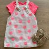 Conjunto Infantil Feminino Body Rosa Neon e Salopete Estampada Fernanda Ramos Kids