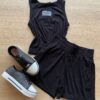 Conjunto Infantil Feminino Canelado Regata e Short Preto Fernanda Ramos Kids