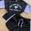 fernandaramoskids com br Conjunto Infantil Feminino Cropped e Short Preto Detalhe em Lilás1