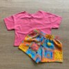 fernandaramoskids com br Conjunto Infantil Feminino Cropped Hello Rosa e Short Estampado3