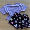 fernandaramoskids com br Conjunto Infantil Feminino Cropped Lilás e Short Preto Estampado3