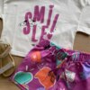 fernandaramoskids com br Conjunto Infantil Feminino Cropped Smile e Short Lilás Estampado1