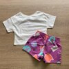 fernandaramoskids com br Conjunto Infantil Feminino Cropped Smile e Short Lilás Estampado2