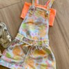 fernandaramoskids com br Conjunto Infantil Feminino Jardineira Frutinhas e Top Laranja Neon1