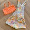 fernandaramoskids com br Conjunto Infantil Feminino Jardineira Frutinhas e Top Laranja Neon3