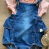 fernandaramoskids com br Conjunto Infantil Feminino Jardineira Jeans e Blusa Salmão1