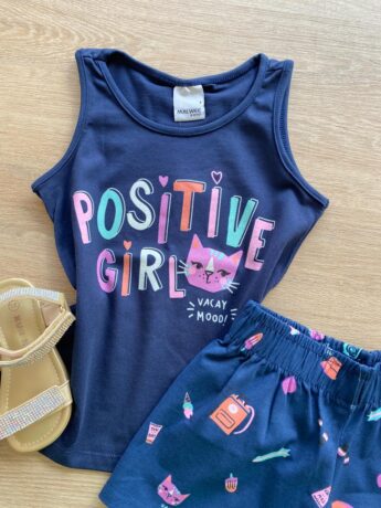 fernandaramoskids com br Conjunto Infantil Feminino Regata e Short Estampado Azul Marinho1