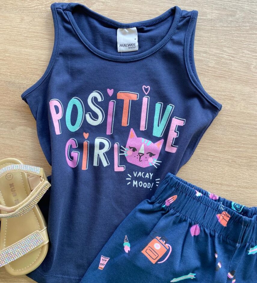 fernandaramoskids com br Conjunto Infantil Feminino Regata e Short Estampado Azul Marinho1