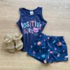 Conjunto Infantil Feminino Regata e Short Estampado Azul Marinho Fernanda Ramos Kids