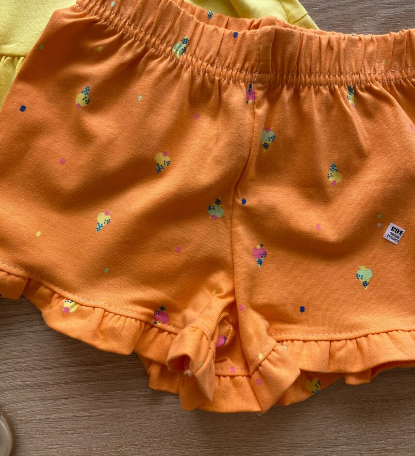 fernandaramoskids com br Conjunto Infantil Feminino Regata e Short Laranja Sorvetinho1